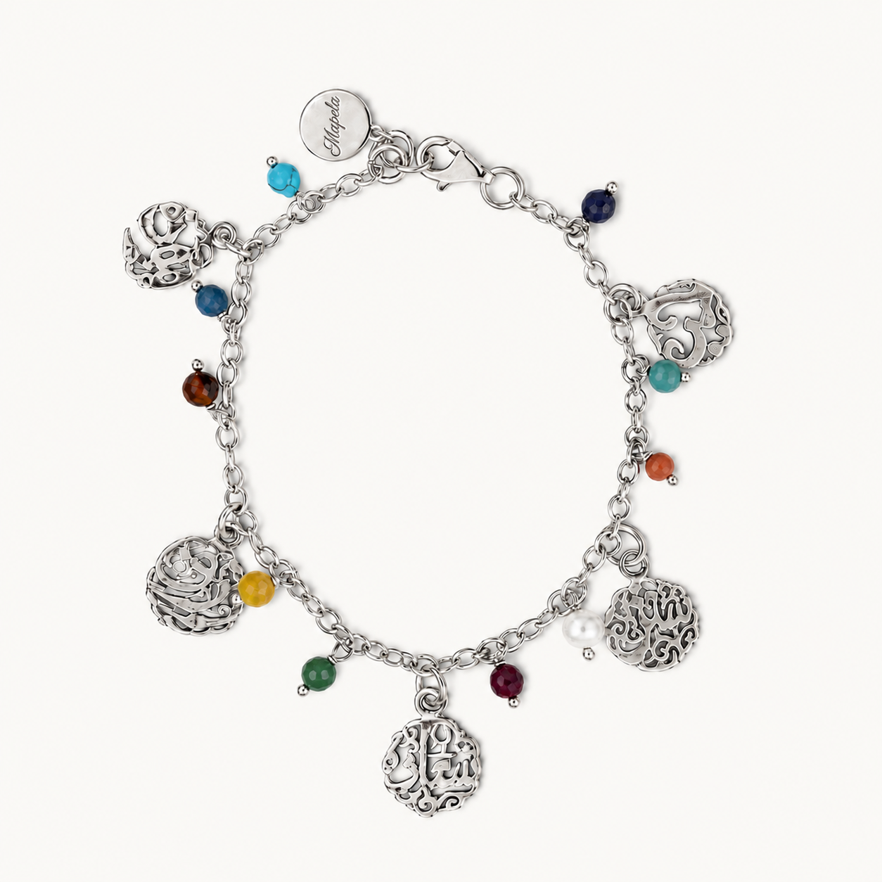 Pearl Calligraphy Charm Bracelet