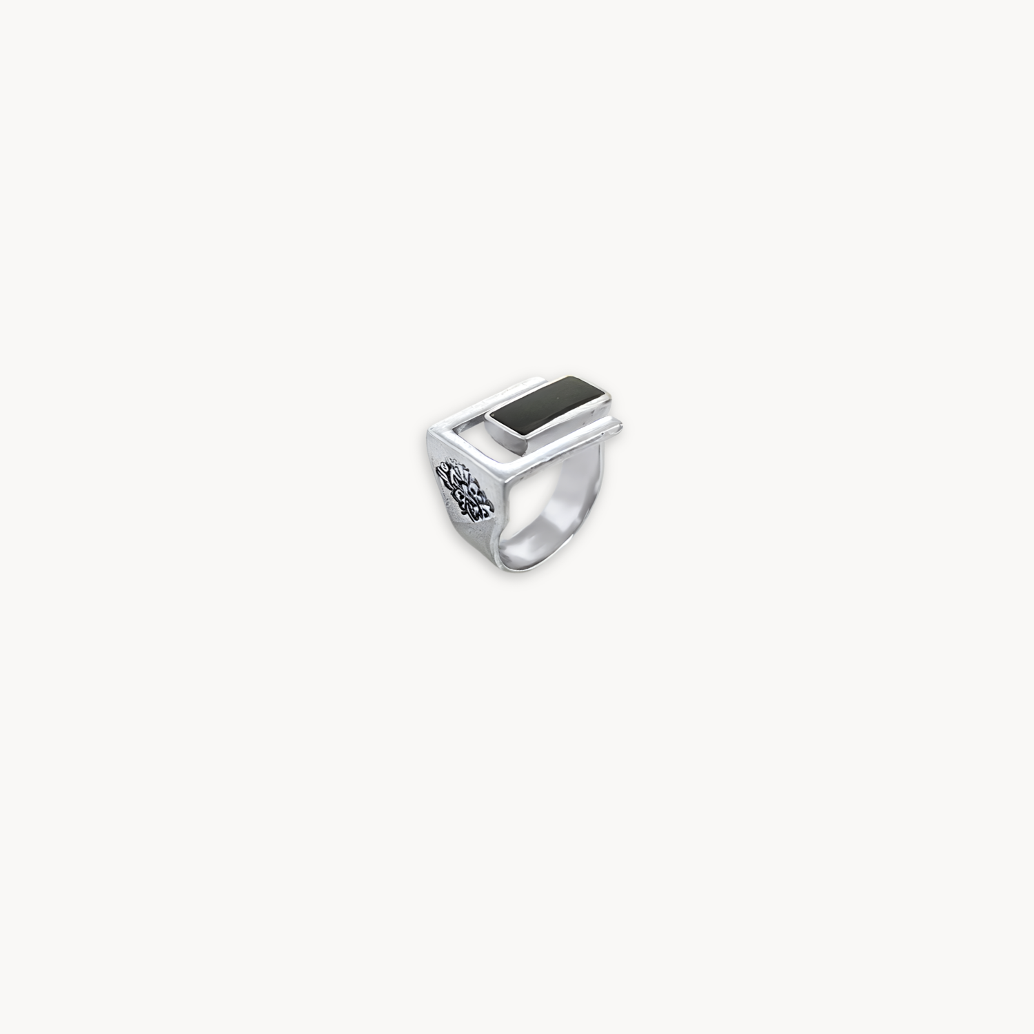Onyx Guardian Silver Signet Ring