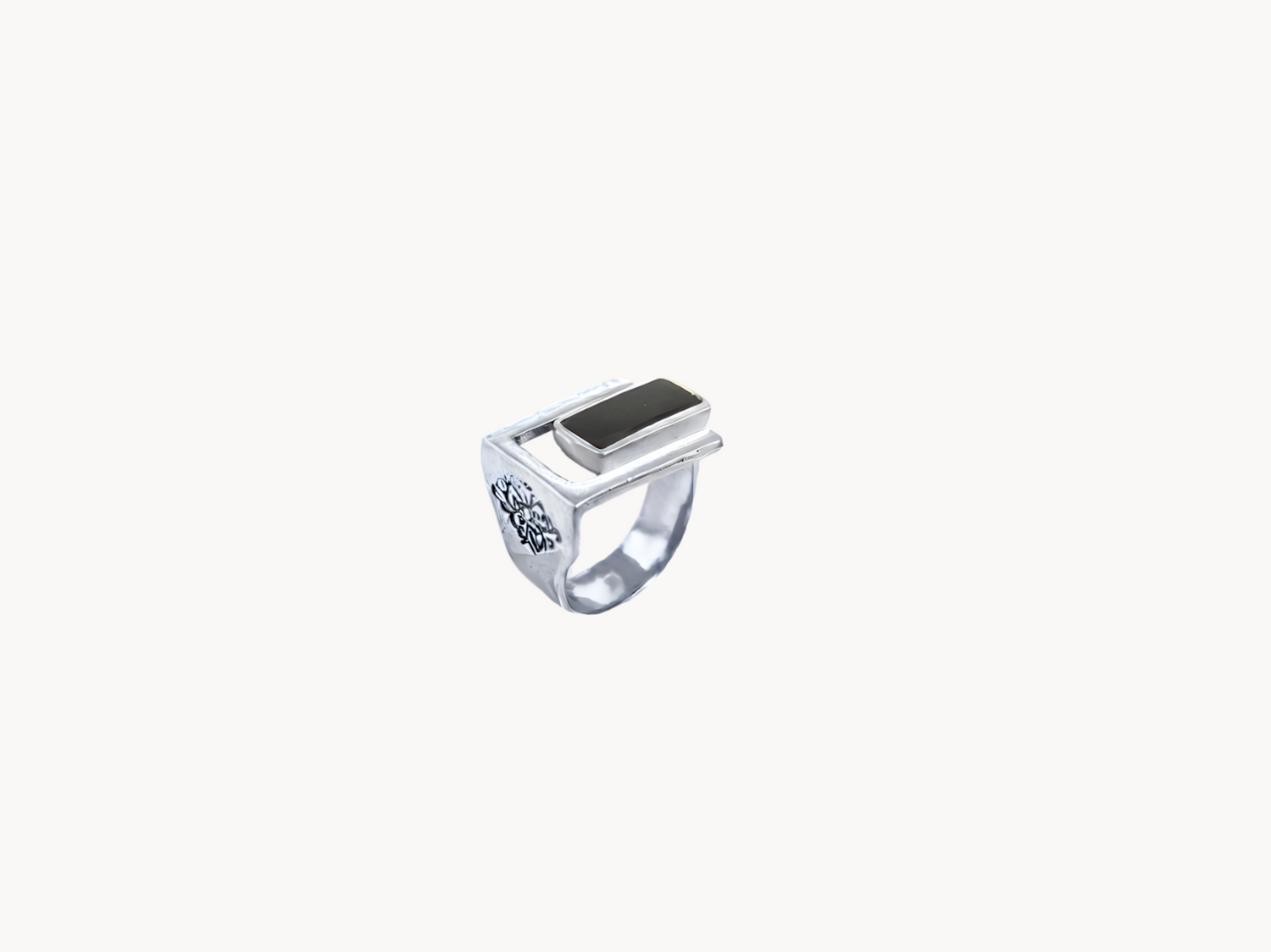 Onyx Guardian Silver Ring