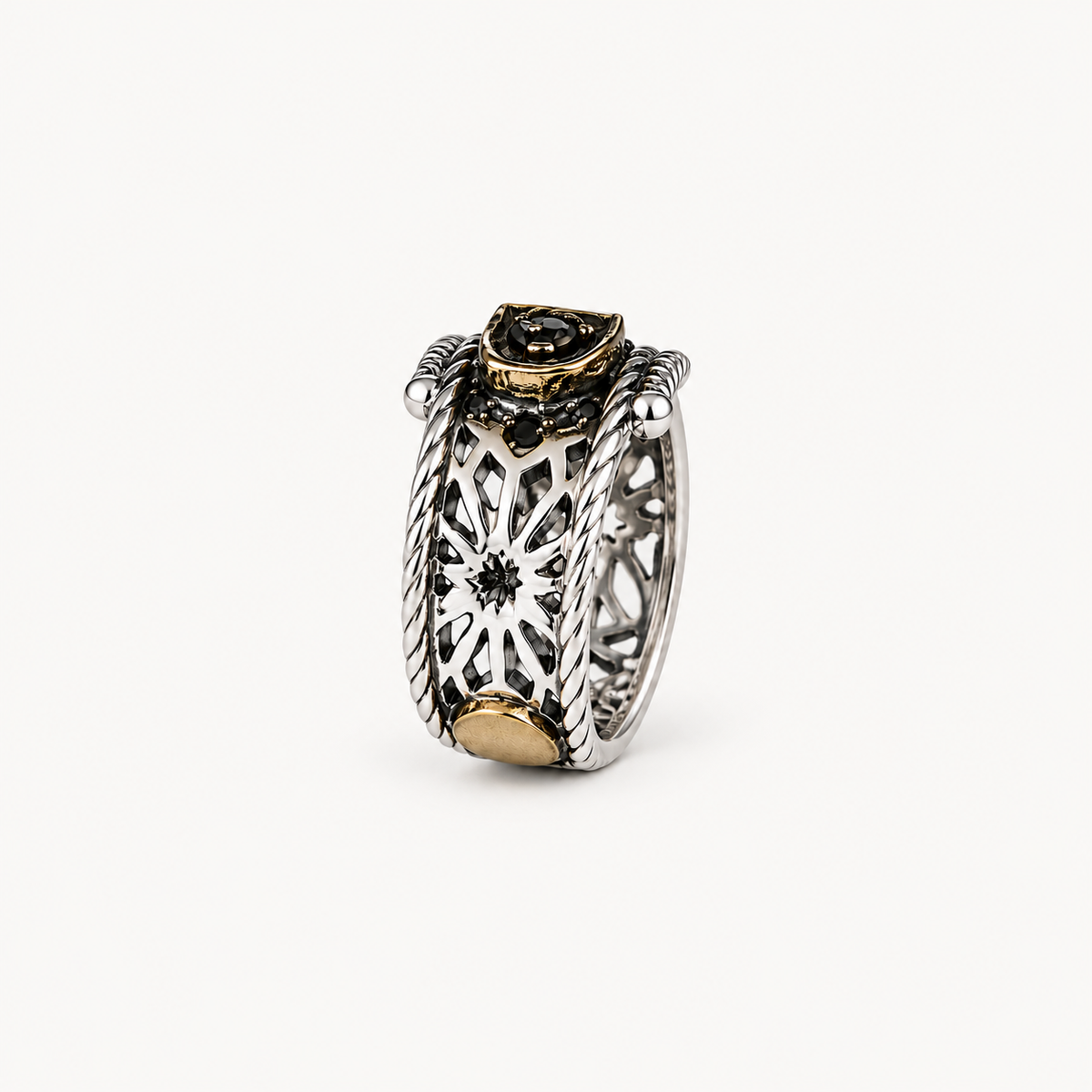 Two-Tone Arabic Calligraphy Ring