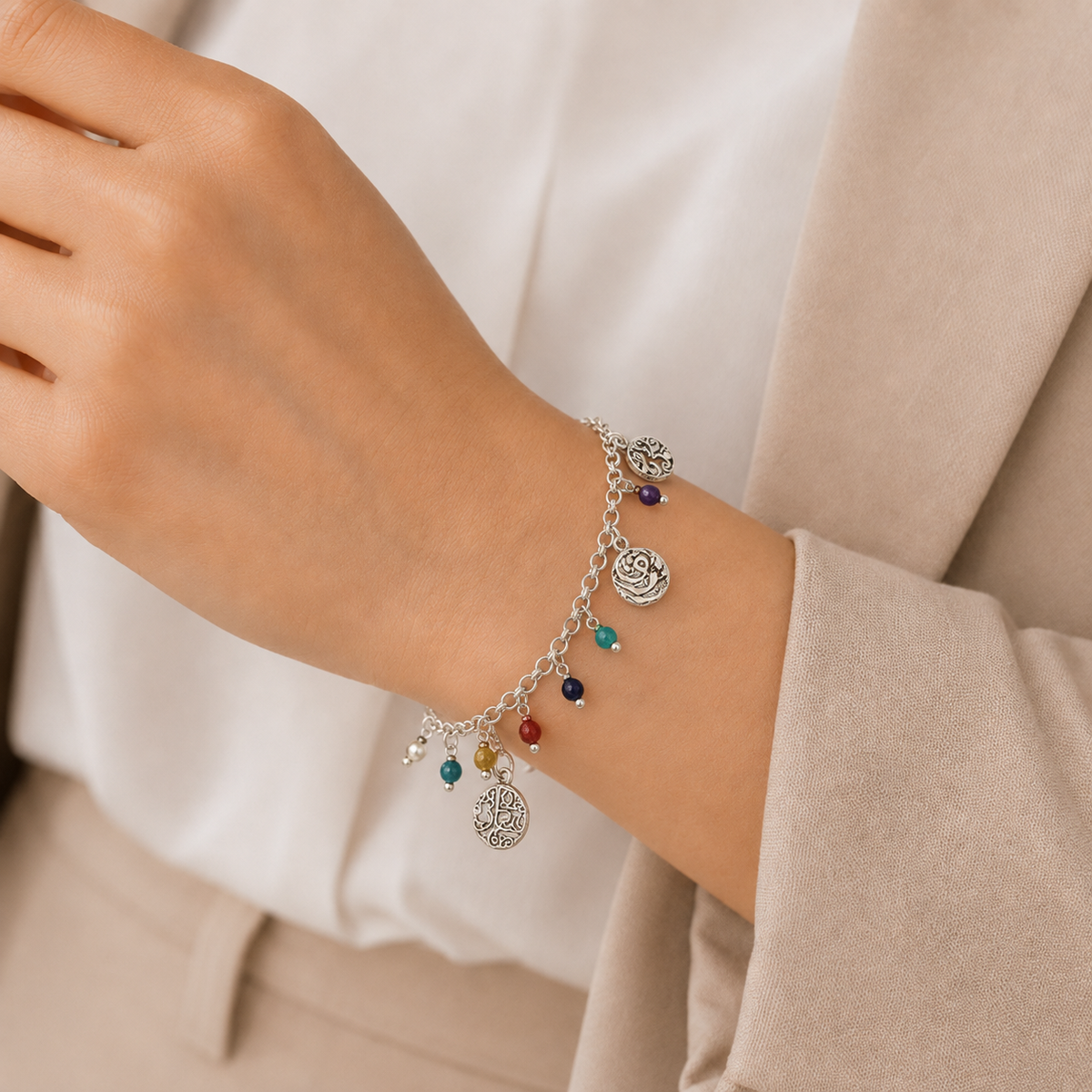 Pearl Calligraphy Charm Bracelet