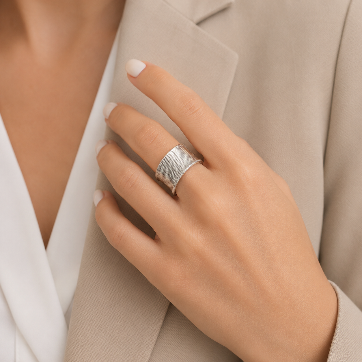 Fluid Lines Silver Ring