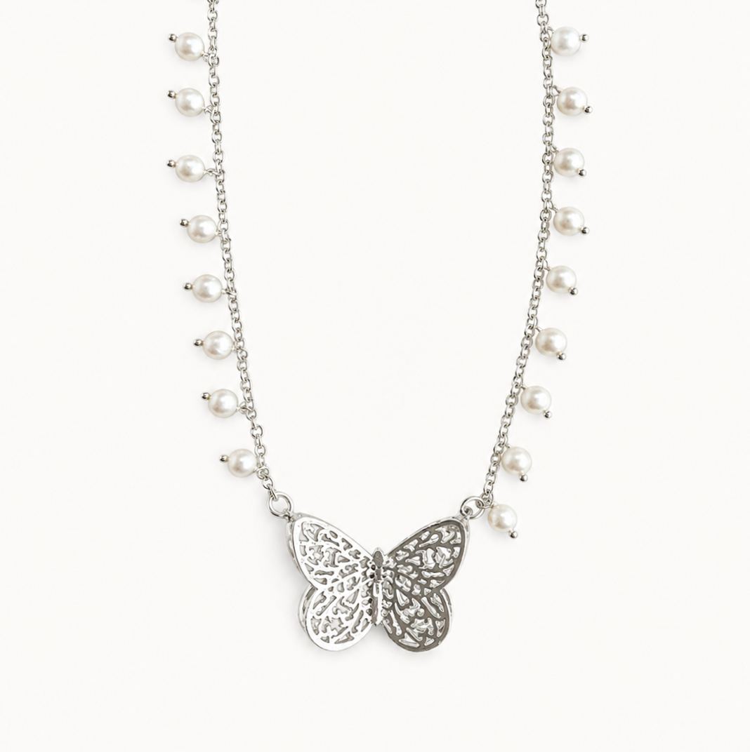 Luna Butterfly Pearl Necklace